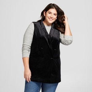 NWT A New Day Women's Black Plus Size Velvet Vest